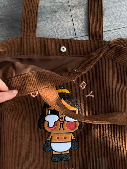 POP MART Crybaby Crying Again Series Brown Tote Bag