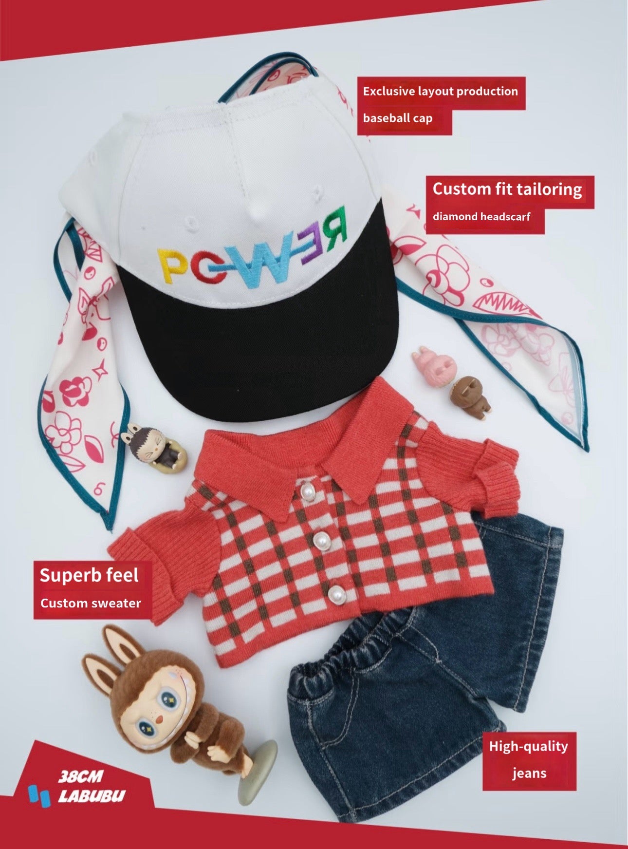 Labubu Outfit 38cm & 17cm —Power Knit Set
