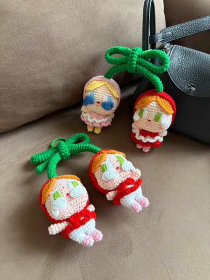 Crybaby Cherry Handmade Knit Keychain Charm Pendant